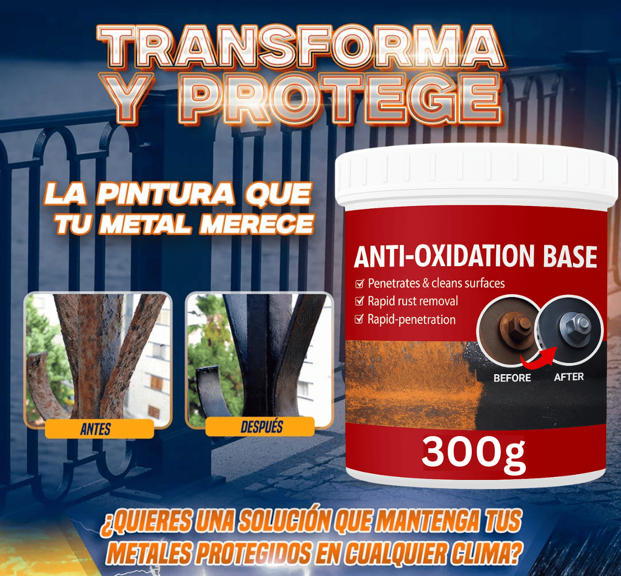Oxitech™ - Base Para Oxido De 300g | Líbrate del óxido de cualquier objeto