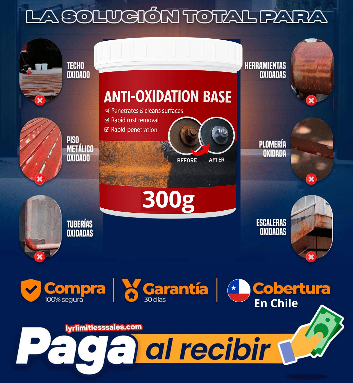 Oxitech™ - Base Para Oxido De 300g | Líbrate del óxido de cualquier objeto