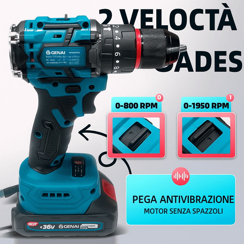 Avvitatore e Chiave a Impulsi Professionale – Include 2 Batterie + Kit COMPLETO di Bits, Bussole e Punta da Trapano!