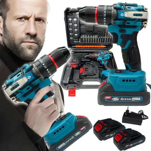 Avvitatore e Chiave a Impulsi Professionale – Include 2 Batterie + Kit COMPLETO di Bits, Bussole e Punta da Trapano!